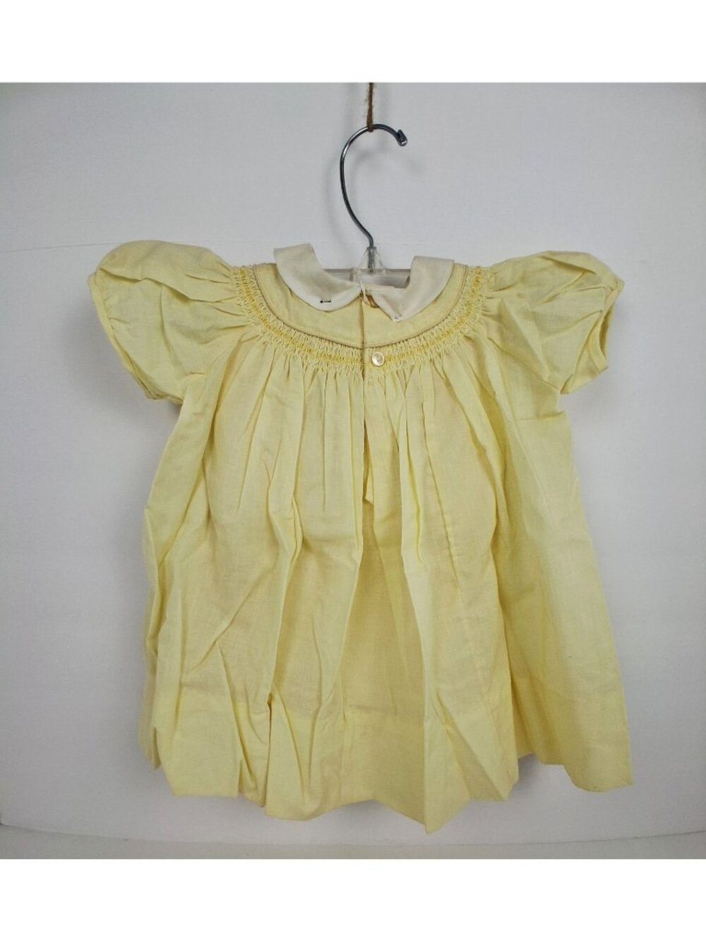 VTG 1950's Nannette Yellow Baby Dress Peter Pan Collar & Embroidered Kitten Acce - Picture 2 of 12
